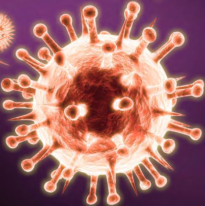 Ein Bild einer Zelle, die wie ein Virus aussieht.