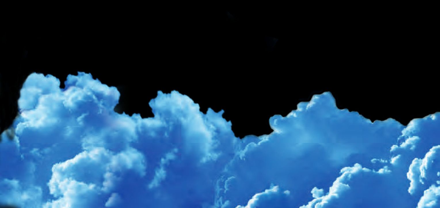 Ein blauer Himmel mit weißen Wolken und einem schwarzen Himmel.