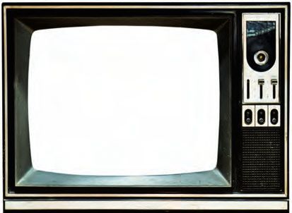Ein schwarz-weißes Bild eines Fernsehgeräts.