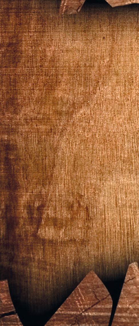 Eine braune Wand mit einem Muster von dreieckigen Formen.