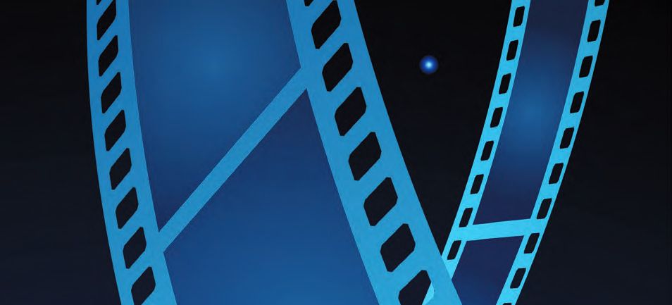 Ein Filmroller mit blauem Hintergrund.