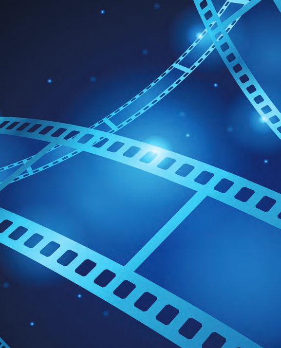 ein Filmroller auf blauem Hintergrund