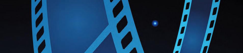 Ein blau-schwarzes Bild einer Filmrolle.