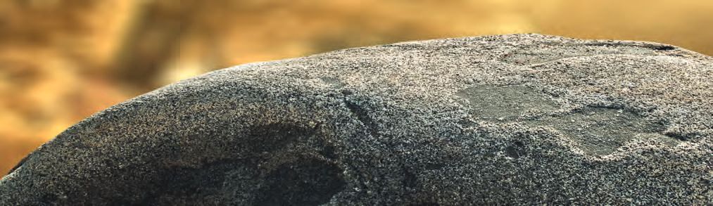 Ein Felsen mit einem schwarz-weißen Muster.