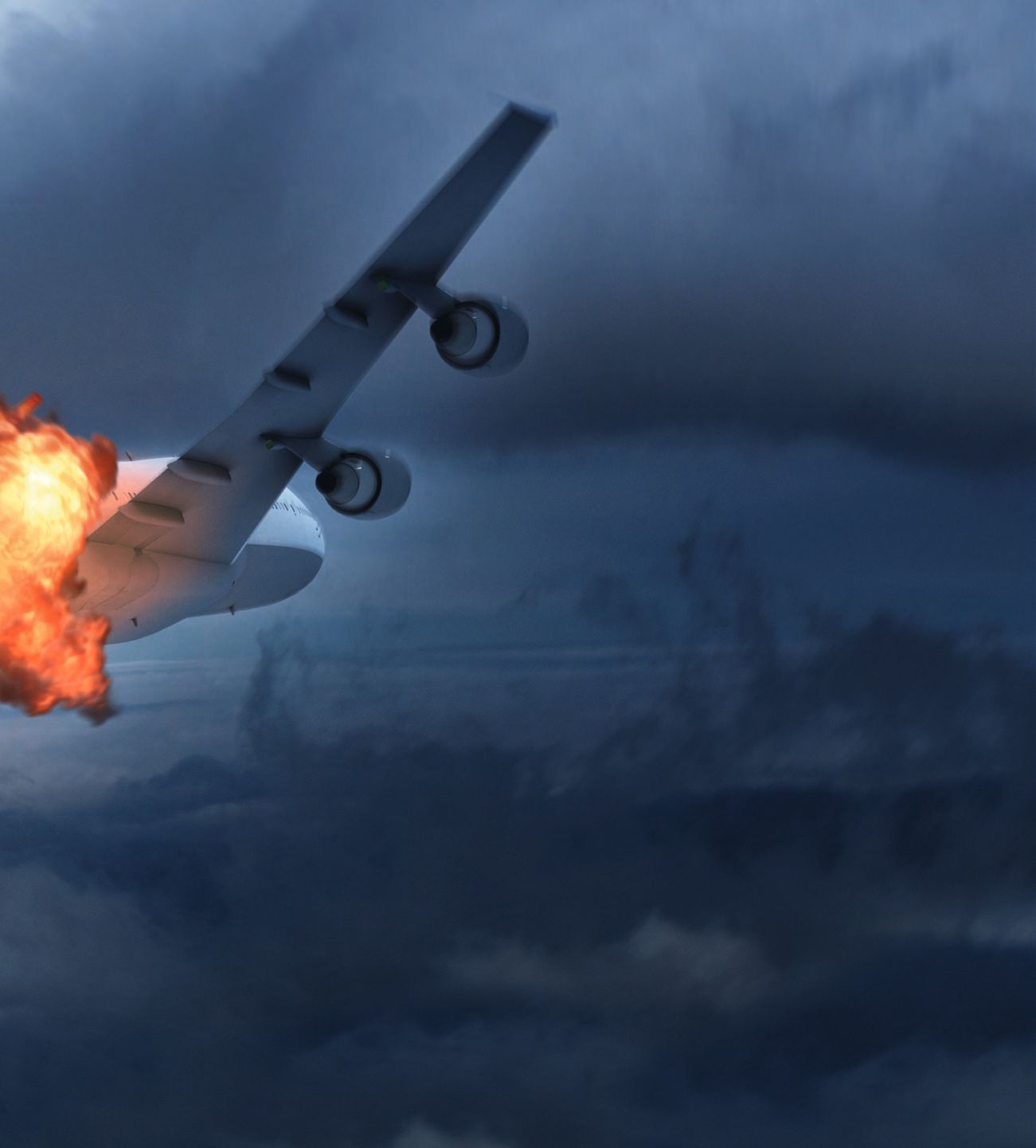 Ein Flugzeug fliegt durch einen bewölkten Himmel.