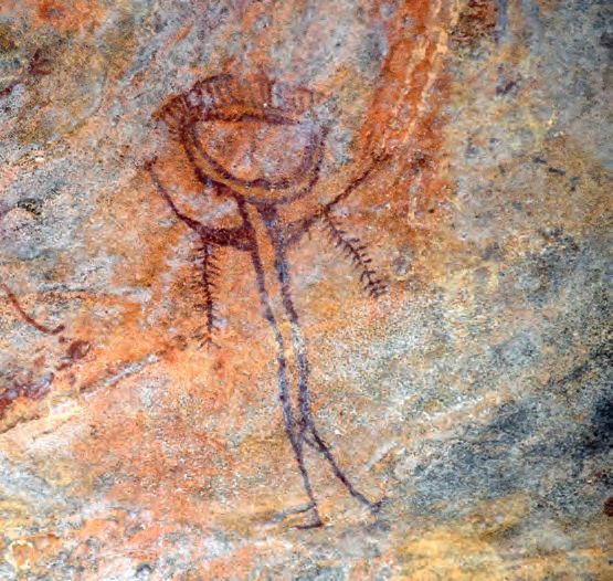 Eine Zeichnung eines seltsamen Dinges auf einem Felsen.