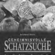 Ein schwarz-weißes Foto von einer Menge Münzen mit den Worten "Geheimnisvolle Schatzsuche".