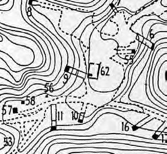 Eine topografische Karte einer Bergkette.